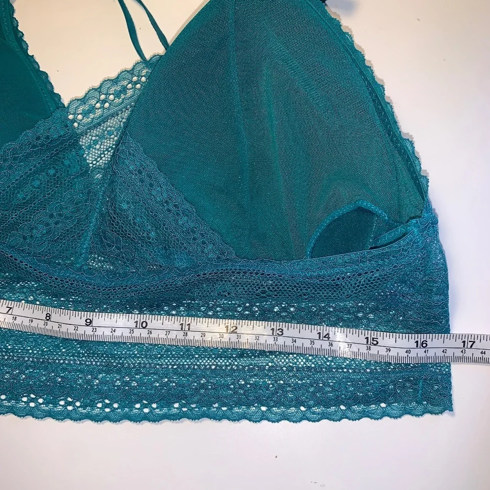 NOBO No Boundaries Teal Lace Bralette 2XL Wireless Racerback Removable Pads - Picture 5 of 6
